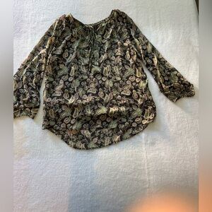 Zara Black and Green Paisley Blouse